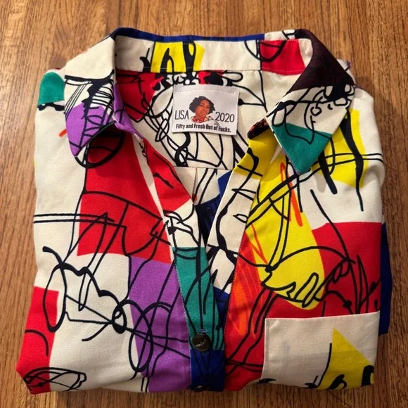 Lisa 2020 Graphic Art Print Jumpsuit | Bold Pop Art Colorful | Size L / XL - Picture 7 of 10